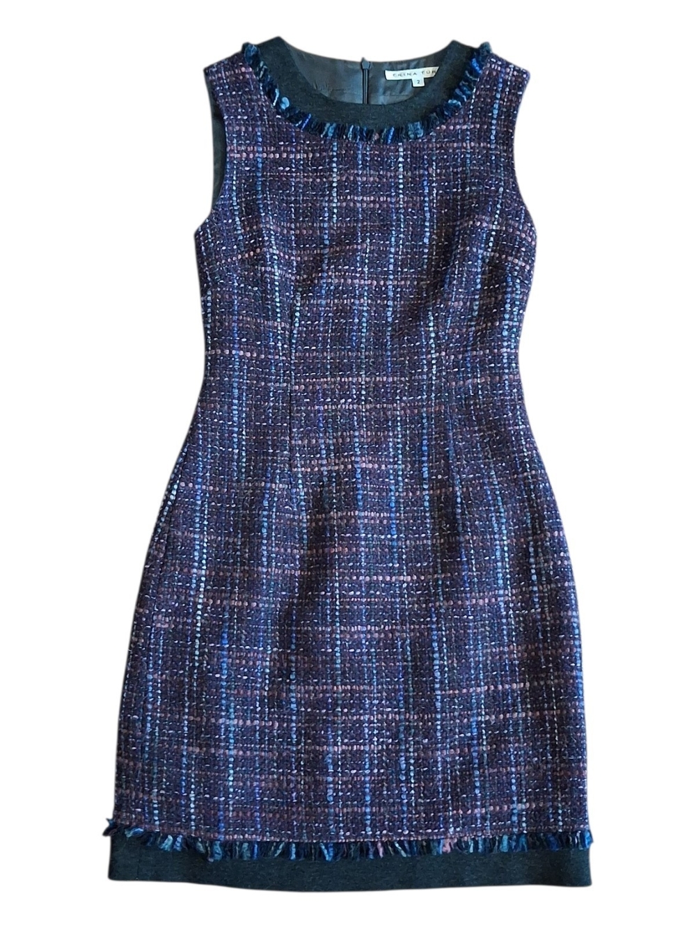 Trina Turk Purple Pink Wool Blend Sheath Dress